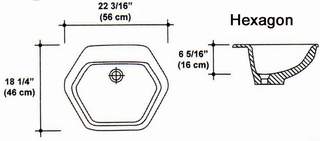 18 1/4" X 22 3/16" Hexagon Drop-In Bowl Mold