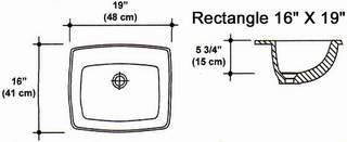 16" X 19" Rectangle Drop-In Bowl Mold