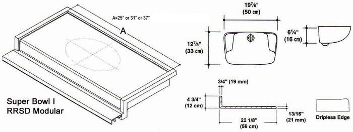 22" Super Bowl I RRSD Style Cultured Marble Modular (Speed) Mold. Comes in various Lengths.