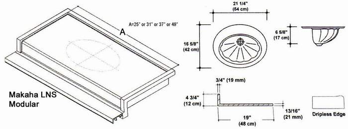 19" Makaha LNS Style Cultured Marble Modular (Speed) Mold. Comes in various Lengths.