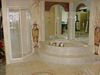 Onyx Corner Bathtub with steps, Onyx shower pan with shower surround / wall panels and Column