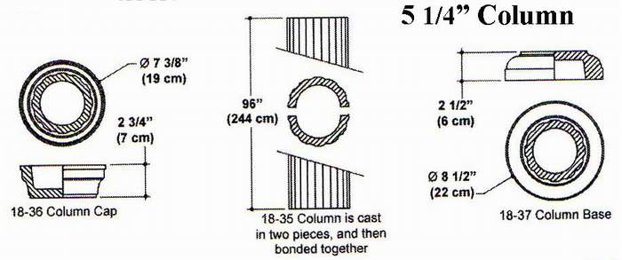 5 1/4" X 96 Column Mold Set w/ Cap & Base. Two Pieces-Bonded Together