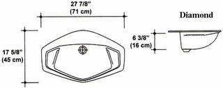 17 5/8" X 27 7/8" Diamond Floating Bowl Mold, Utilized with Adjustable All Purpose, No-Bowl Mold