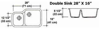 28" X 16" Double Bowl Kitchen Sink Mold