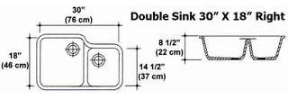 30" X 18" Double Bowl Kitchen Sink Mold