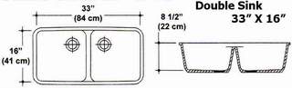 33" X 16" Double Bowl Kitchen Sink Mold