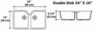 34" X 18" Double Bowl Kitchen Sink Mold