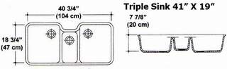 41" X 19" Triple Bowl Kitchen Sink Mold