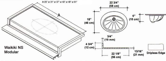 22" Waikiki NS Style Cultured Marble Modular (Speed) Mold. Comes in various Lengths.