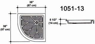 38" X 38" Curved Corner Shower Pan Mold