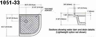 40" X 40" Textured Surface Neo Shower Pan