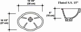 10 1/2" X 15 1/8 Fluted S.S. 15" Undermount Bowl Mold