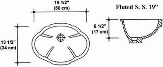 13 1/2" X 19 1/2" Fluted S.S. 19" Undermount Bowl Mold